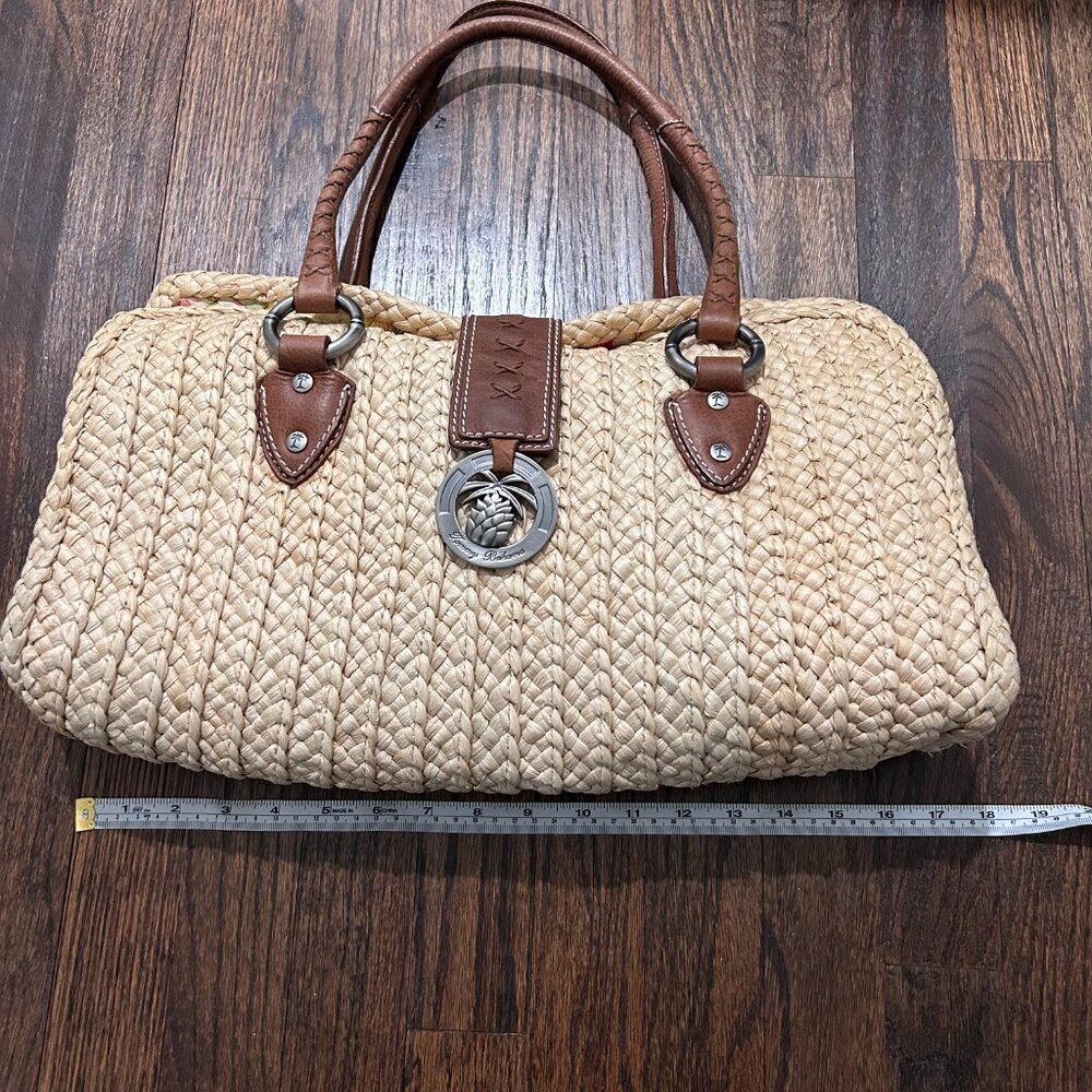 Tommy Bahama Large Straw & Leather Handbag - Picture 5 of 15